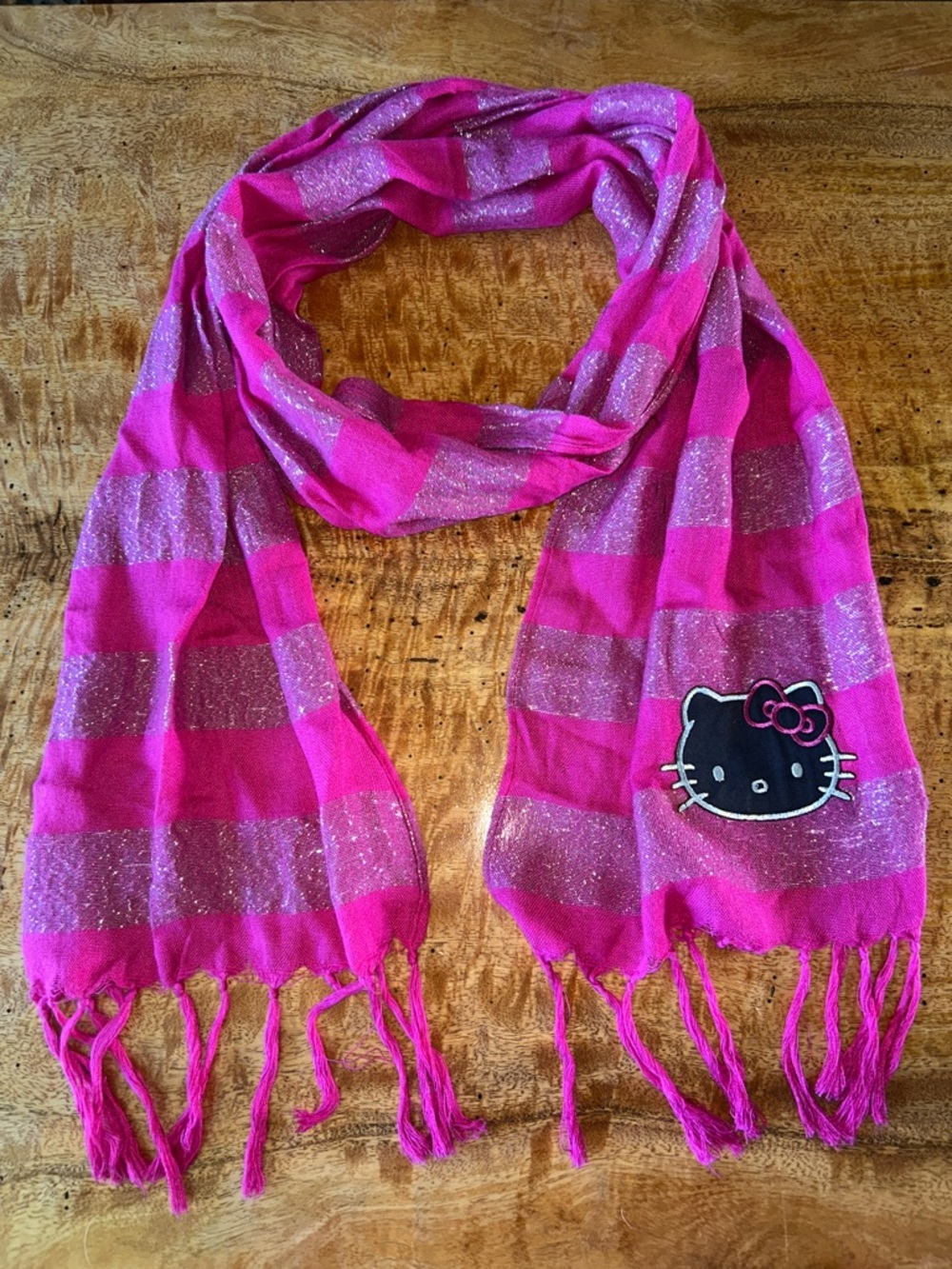 Hello Kitty 2010 Pink Glitter Stripe Scarf